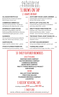 31 brews on tap - Cambridge Common