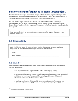 Section 6 Bilingual/English as a Second Language (ESL)