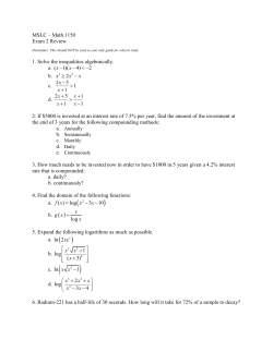 MSLC &ndash; Math 1150 Exam 2 Review 1. Solve the inequalities