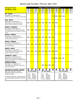 Stevens Large Tree Sales - Price List