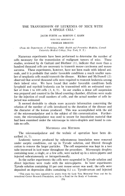 THE TRANSMISSION OF LEUKEMIA OF MICE