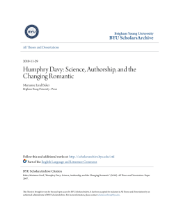Humphry Davy: Science, Authorship, and the Changing Romantic