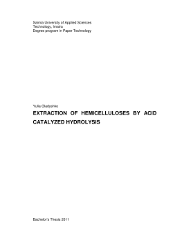 extraction of hemicelluloses by acid catalyzed hydrolysis