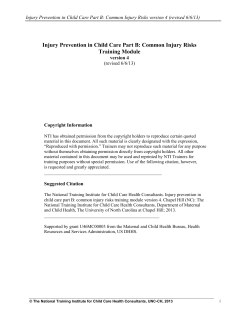 Injury Prevention in Child Care Part B