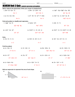 1. (6x + 3) + (2x - 7) 2. (9m - 1) + (2m&sup2; - 4) 3. (-4p&sup2;