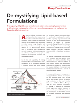 De-mystifying Lipid-based Formulations