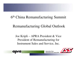 Agenda - Automotive Parts Remanufacturers Association