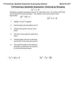 7-8 Factoring a Quadratic Expression by grouping.notebook