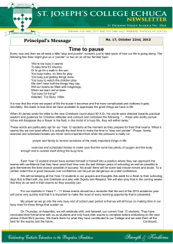 Newsletter 22nd October, 2015
