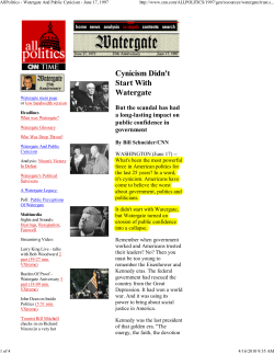 Cynicism Didn`t Start With Watergate