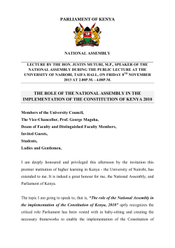 lecture by the hon. justin muturi, m.p., speaker of the national