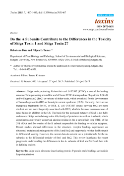 Do the A Subunits Contribute to the Differences in the Toxicity of