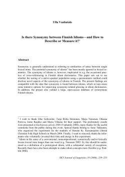 Is there Synonymy between Finnish Idioms &ndash; and how to Describe or