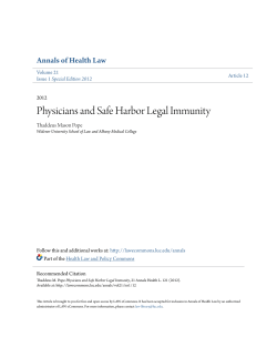 Physicians and Safe Harbor Legal Immunity