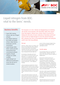 Liquid nitrogen from BOC: vital to the bees` needs.