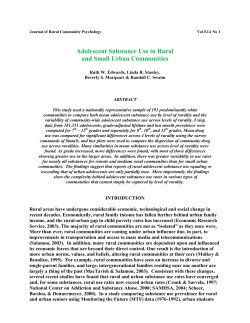Adolescent Substance Use in Rural and Small Urban Communities