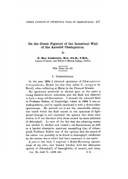 On the Green Pigment of the Intestinal Wall of the Annelid