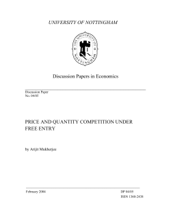 UNIVERSITY OF NOTTINGHAM Discussion Papers in Economics