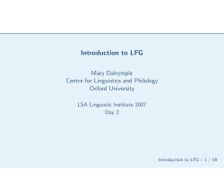 Introduction to LFG - University of Essex