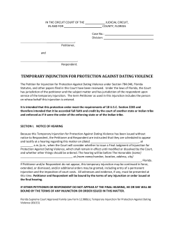 Temporary Injunction for Protection Against Dating