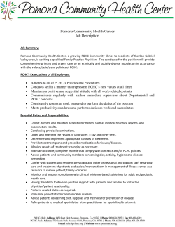 Pomona Community Health Center Job Description &bull; Adheres to all
