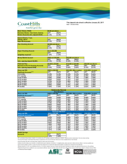 This deposit rate sheet is effective January 20, 2017