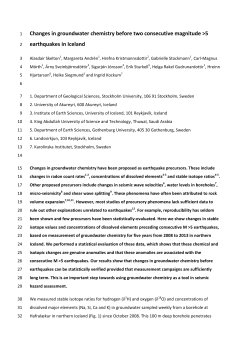 Changes in groundwater chemistry before two consecutive