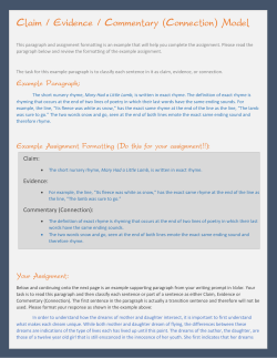 Claim: Evidence: Commentary (Connection)