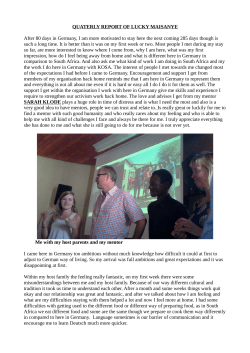 QUATERLY REPORT OF LUCKY MAISANYE After 80 days in