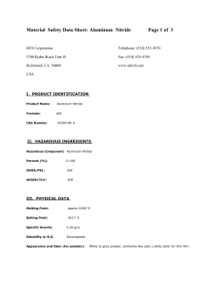 Material Safety Data Sheet: Aluminum Nitride Page 1 of 3