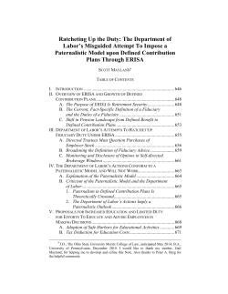 Ratcheting Up the Duty: The Department of Labor`s Misguided