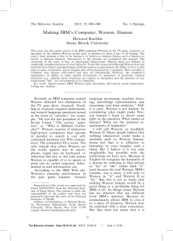 Making IBM`s Computer, Watson, Human