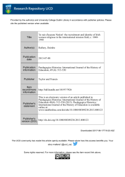 the recruitment and identity of Irish women religious in the