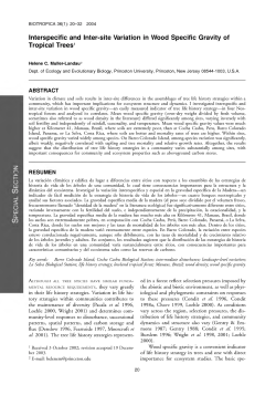 Interspecific and Inter-site Variation in Wood Specific Gravity of