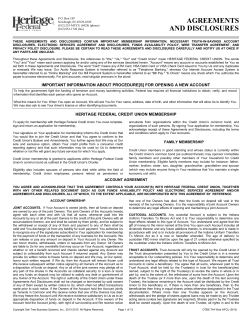 Account Agreement/Disclosures - Heritage Federal Credit Union