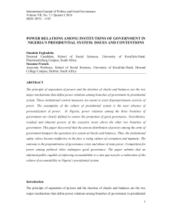 power relations among institutions of government in nigeria`s