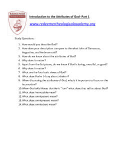 Study Questions- Introduction to the Attributes of God