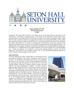 DEAN, SCHOOL OF LAW Newark, New Jersey Profile Founded in