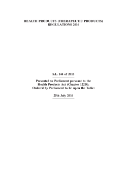 HEALTH PRODUCTS (THERAPEUTIC PRODUCTS)