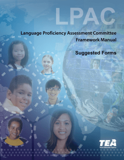 Texas Education Agency Curriculum Division 2015