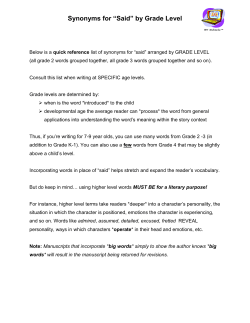 Synonyms for &ldquo;Said&rdquo; by Grade Level