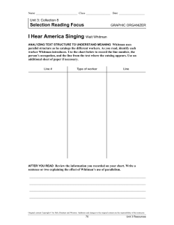 I Hear America Singing - Walt Whitman and Emily Dickinson