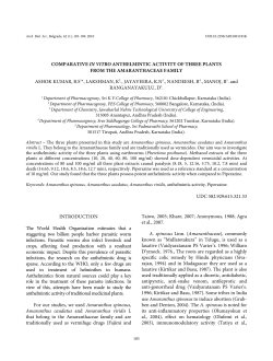 comparative in vitro anthelmintic activity of three plants