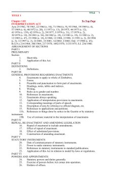 TITLE 1 Chapter 1:01 To Top Page INTERPRETATION ACT Acts 25