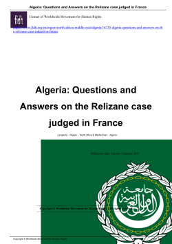Algeria: Questions and Answers on the Relizane case