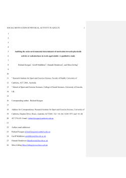 SOCIAL MOTIVATION OF PHYSICAL ACTIVITY IN ADULTS 1 1 2 3