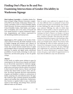 Finding One`s Place to Be and Pee: Examining Intersections