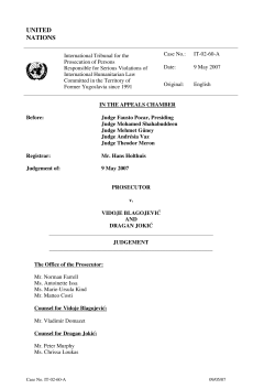 Prosecutor v. Blagojevic and Jokic - International Criminal Tribunal