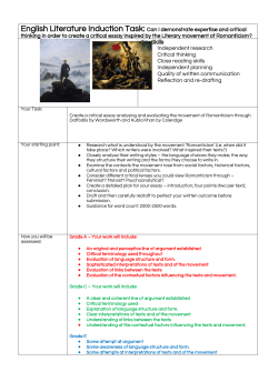 English Literature Induction Task: Can I demonstrate expertise and