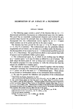 DECOMPOSITION OF AN iV-SPACE BY A POLYHEDRON*